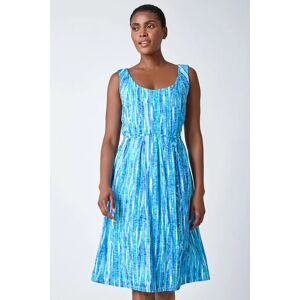 Roman Abstract Pleat Detail Dress in Blue - Size 14 14 female