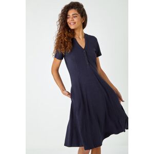 Roman Fit & Flare Cotton Midi Dress in Navy 20 female