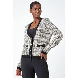 Roman Cotton Blend Boucle Button Cardigan in Ivory 20 female