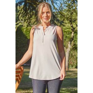 Roman Sleeveless V-Neck Hotfix Jersey Top in Light Pink 10 female