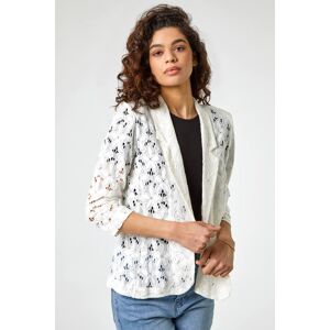 Roman Floral Lace 3/4 Sleeve Jacket in Ivory 16 female