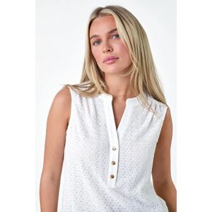 Roman Petite Petite Textured Sleeveless Top in White 16 female