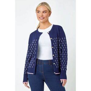 Roman Petite Petite Anchor Embroidered Cardigan in Navy 8 female