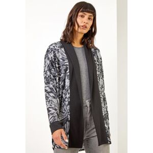 Roman Longline Butterfly Print Cardigan in Black 22 female