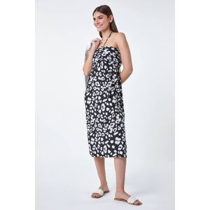 Roman Animal Print Stretch Bandeau Midi Dress in Black - Size 18 18 female