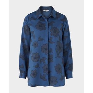 Savile Row Company Women's Blue Printed Boyfriend Fit Shirt 10 - Women