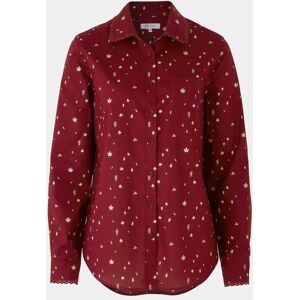 Savile Row Company Women's Deep Red Leaf Print Semi Fitted Shirt 12 - Women