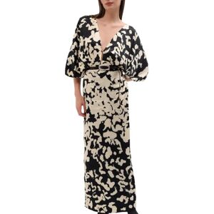 Liviana Conti , Printed Satin Cape Sleeve Maxi Dress ,Beige female, Sizes: S, XS