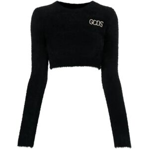 Gcds , Gcds fuzz long sleeve crop top ,Black female, Sizes: M