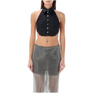 Philosophy di Lorenzo Serafini , Black Duchesse Crop Top ,Black female, Sizes: XS, S