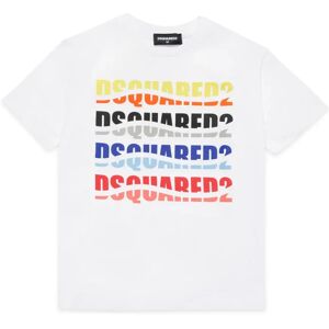 Dsquared2 , Multicolor Wave-Effect T-Shirt ,White unisex, Sizes: 16 Y, 4 Y, 14 Y, 10 Y, 8 Y, 6 Y, 12 Y