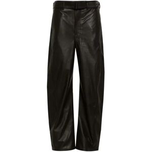 Lemaire , Dark Brown Leather Pants ,Brown female, Sizes: L, M