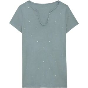 Zadig & Voltaire , Glacier Blue Cotton Tunic Tee with Rhinestones ,Blue female, Sizes: M