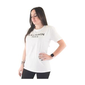 Balmain , Short Sleeve Printed T-shirt ,White female, Sizes: 14 Y