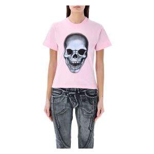 Ottolinger , Skull Print Slim-Fit T-Shirt ,Pink female, Sizes: M, L, S