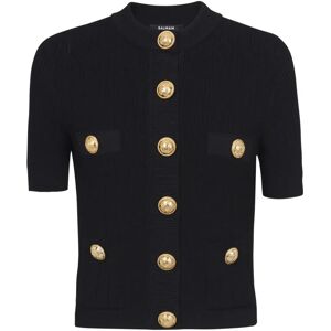 Balmain , Buttoned knitted cardigan ,Black female, Sizes: S