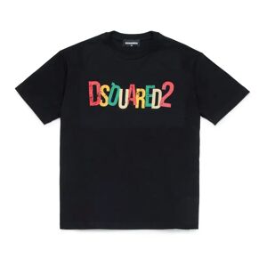 Dsquared2 , Multicolor branded T-shirt ,Black unisex, Sizes: 10 Y