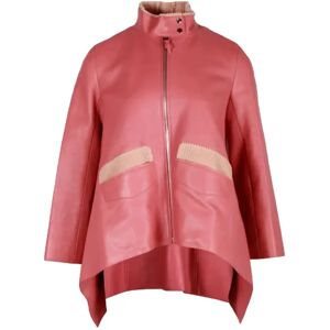 Hermès Vintage , Pre-owned Leather outerwear ,Pink female, Sizes: S