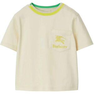 Burberry , Equestrian Logo Beige Cotton T-shirt ,Beige unisex, Sizes: 18 M, 2 Y, 12 M