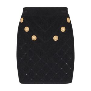 Balmain , 6-button knit skirt ,Black female, Sizes: XS, S, M