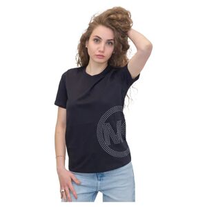 Michael Kors , T-shirt with printed logo and rhinestones ,Black female, Sizes: XS