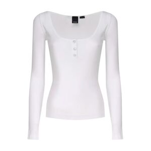 Pinko , White Sweater with Button Closure ,White female, Sizes: L, S, M, XS