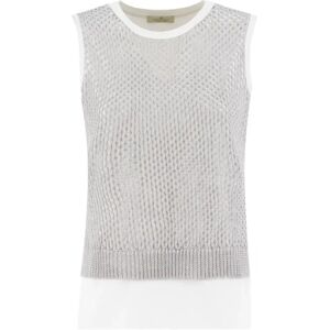 Panicale , Refined Geometric Mesh Viscose Top ,White female, Sizes: XS