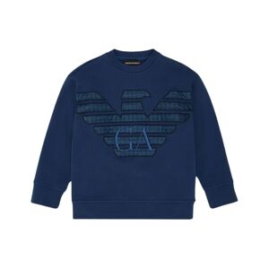 Armani , Long Sleeve Sweatshirt with Maxi Logo Embroidery ,Blue unisex, Sizes: 16 Y, 14 Y, 12 Y