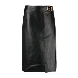 Bally , Black Leather Logo-Plaque Skirt ,Black female, Sizes: XS, S