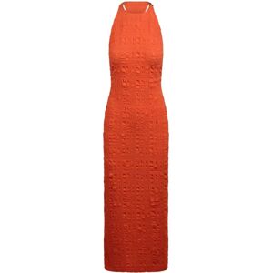 Nanushka , Nanushka Seersucker midi dress ,Orange female, Sizes: M