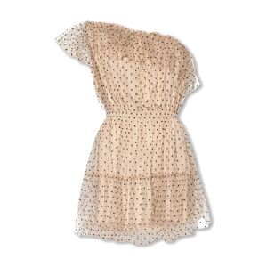 Gucci , One-Shoulder Tulle Dress with Ruffle Trims ,Beige female, Sizes: S, XS, 2XS