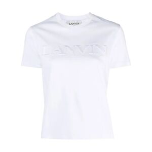 Lanvin , Logo Lettering Cotton T-Shirt ,White female, Sizes: XS