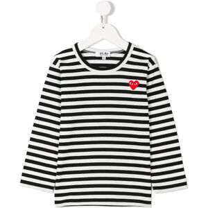 Comme des Garçons Play , Striped Heart T-shirts and Polos ,Black female, Sizes: 2 Y, 4 Y