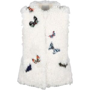 Valentino , Embroidered Patch Fur Vest ,White female, Sizes: XS