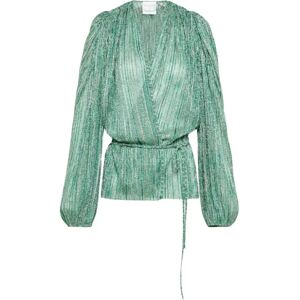 Forte Forte , Emerald Lurex Wrap Blouse ,Green female, Sizes: XL, L