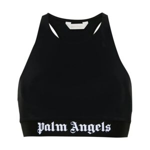 Palm Angels , Black Logo Crop Top ,Black female, Sizes: L, S