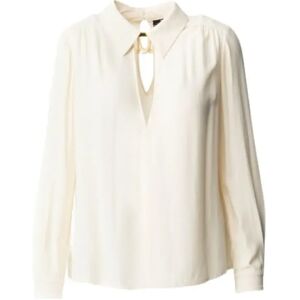 Elisabetta Franchi , Gathered Shoulder V-Neck Shirt ,White female, Sizes: S, XL, M