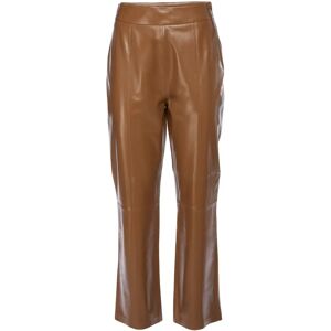 Arma , Brown Leather Straight Leg Pants ,Brown female, Sizes: M, XS, S