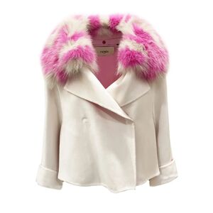 Fendi , Luxury Pink Cashmere Cape Jacket ,Beige female, Sizes: XS