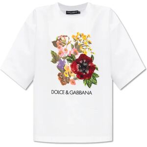 Dolce & Gabbana , T-shirt with floral motif ,White female, Sizes: S, XS