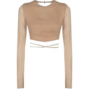 Andamane , Beige Crop Top with Open Back ,Beige female, Sizes: XS