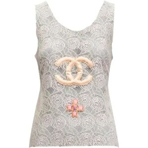 Chanel Vintage , Pre-owned Cotton tops ,Beige female, Sizes: M