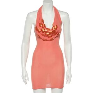 Armani Pre-owned , Pre-owned Knit dresses ,Orange female, Sizes: S