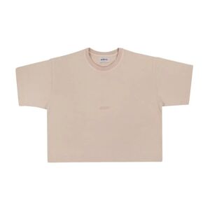 Autry , Cotton Logo Crop T-Shirt ,Beige female, Sizes: XS