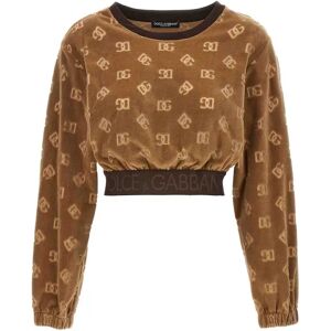 Dolce & Gabbana , Cropped Sweatshirt Made in Italy ,Brown female, Sizes: XS