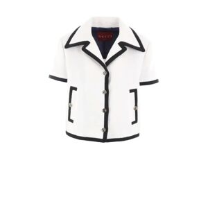 Gucci , White Tweed Jacket with Contrasting Trim ,White female, Sizes: S