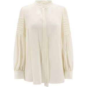 Chloé , Beige V-Neck Wool Shirt ,Beige female, Sizes: S, XS