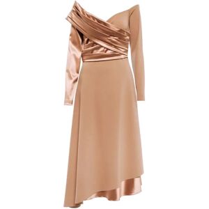 Fendi , Off-Shoulder Satin Dress ,Beige female, Sizes: M