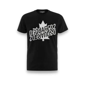 Dsquared2 , Leaf Logo Short Sleeve T-Shirt ,Black unisex, Sizes: 14 Y