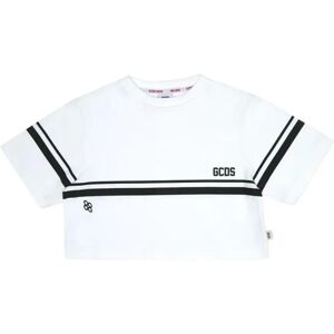 Gcds , White Cropped T-shirt with Contrast Stripes ,White female, Sizes: 6 Y, 8 Y